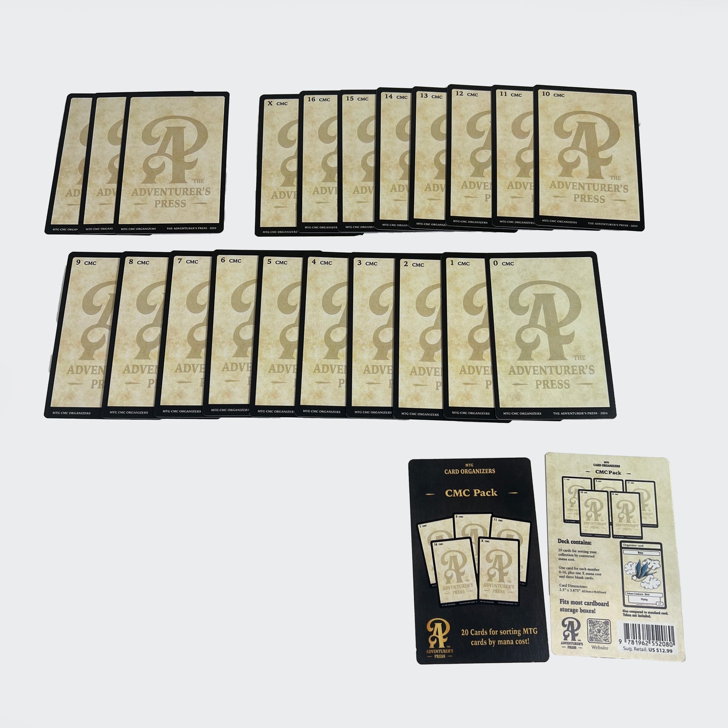 MTG Converted Mana Cost Orgnaizers displaying each card CMC cost 0-16 and X