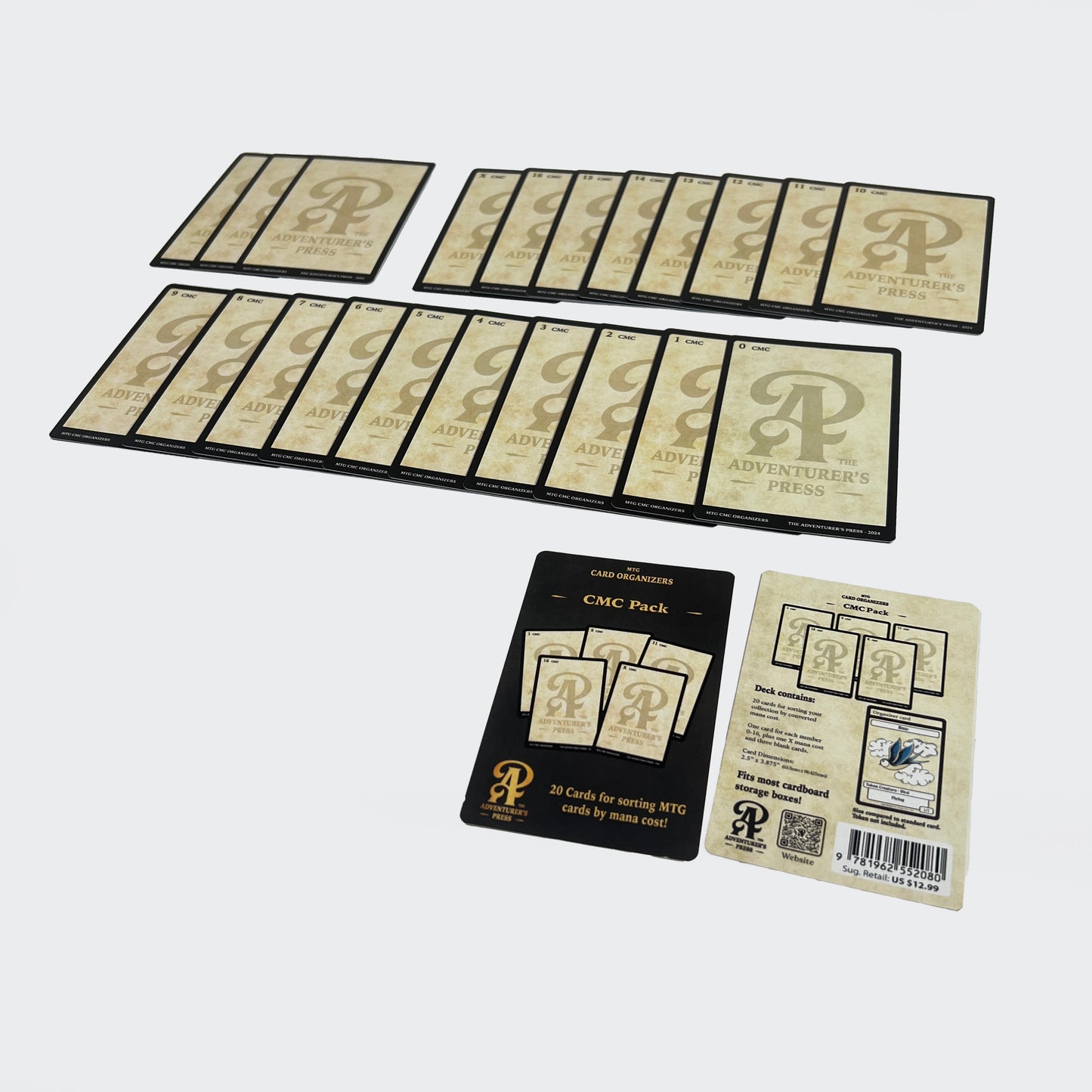 MTG Converted Mana Cost Orgnaizers displaying each card CMC cost 0-16 and X