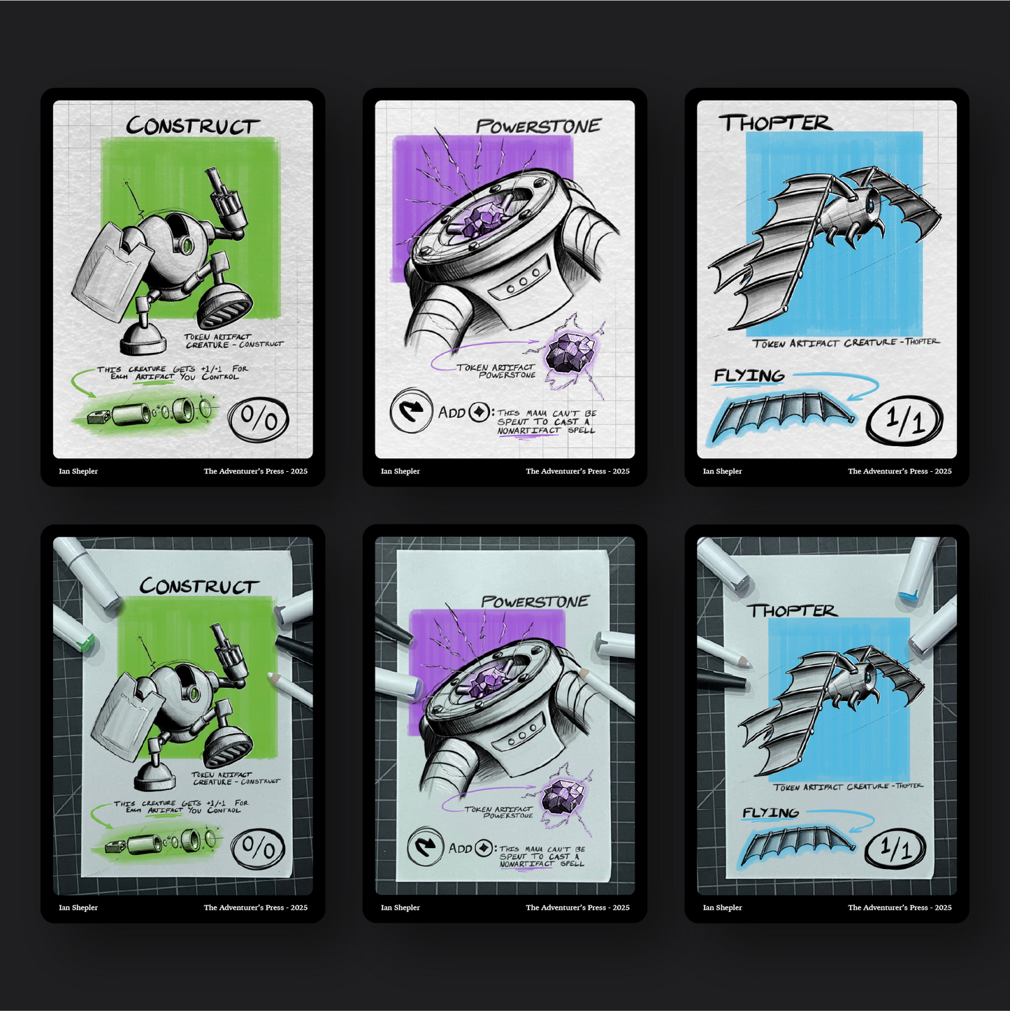 MTG Token Pack: Construct token, Powerstone token, Thopter token for Magic the Gathering - Artist Series