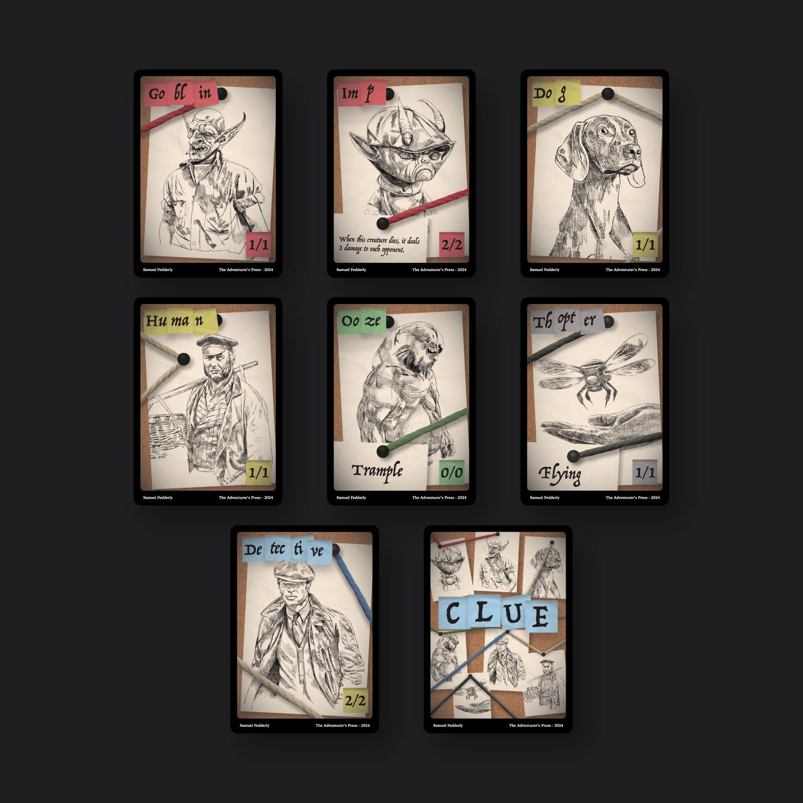 MTG Token Pack Suspicious Figures: Human, Goblin, Ooze, Thopter, Clue, The Adventurer's Press MTG Token Pack Suspicious Figures: Human, Goblin, Ooze, Thopter, Clue, The Adventurer's Press