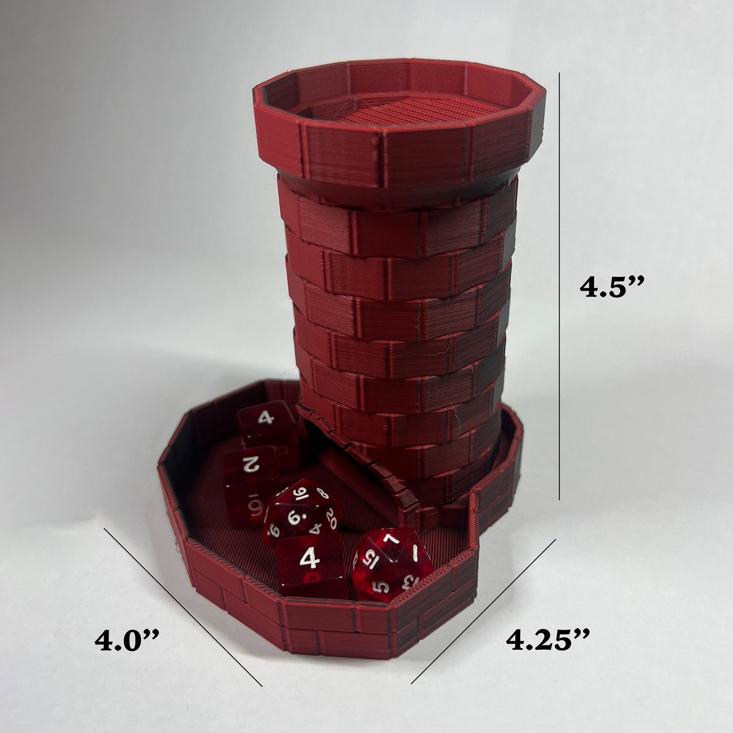 Image with product dimensions, 4.5" tall, 4.25" long, and 4" wide