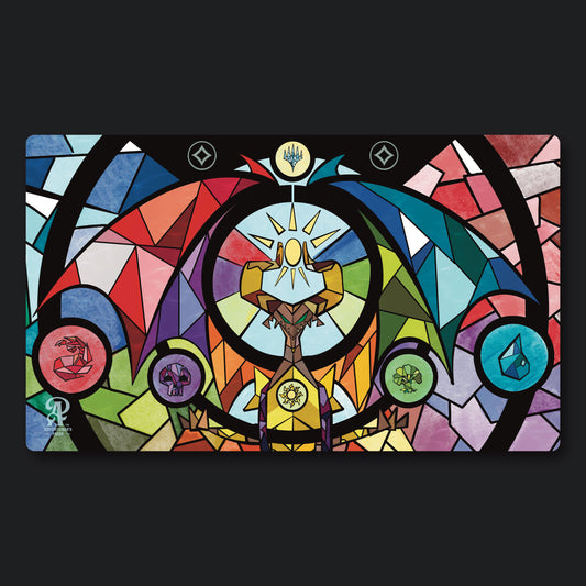 Dragon Stained Glass TCG Playmat, 14"x24" - Desk pad Gaming mat for Magic The Gathering