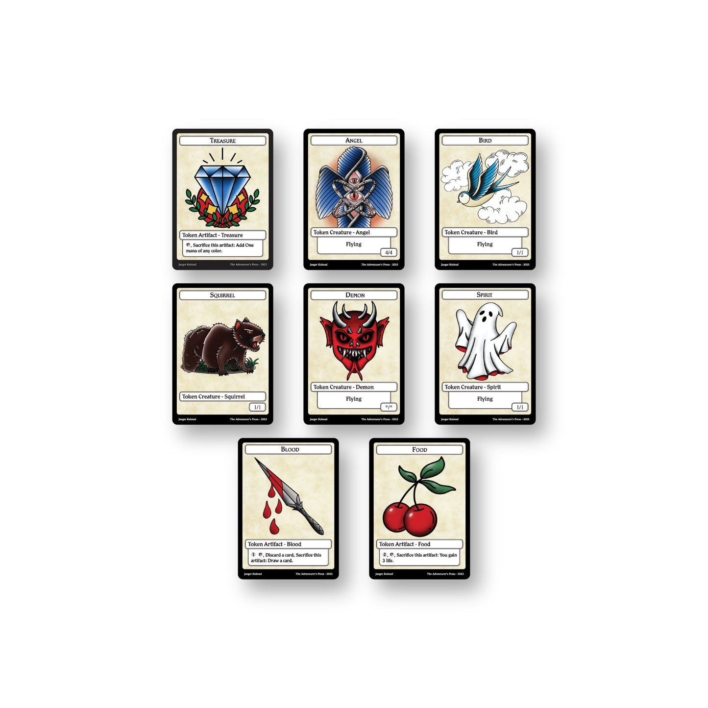 MTG Token Pack: Treasure, Angel, Bird, Squirrel, Demon, Spirit, Blood, Food