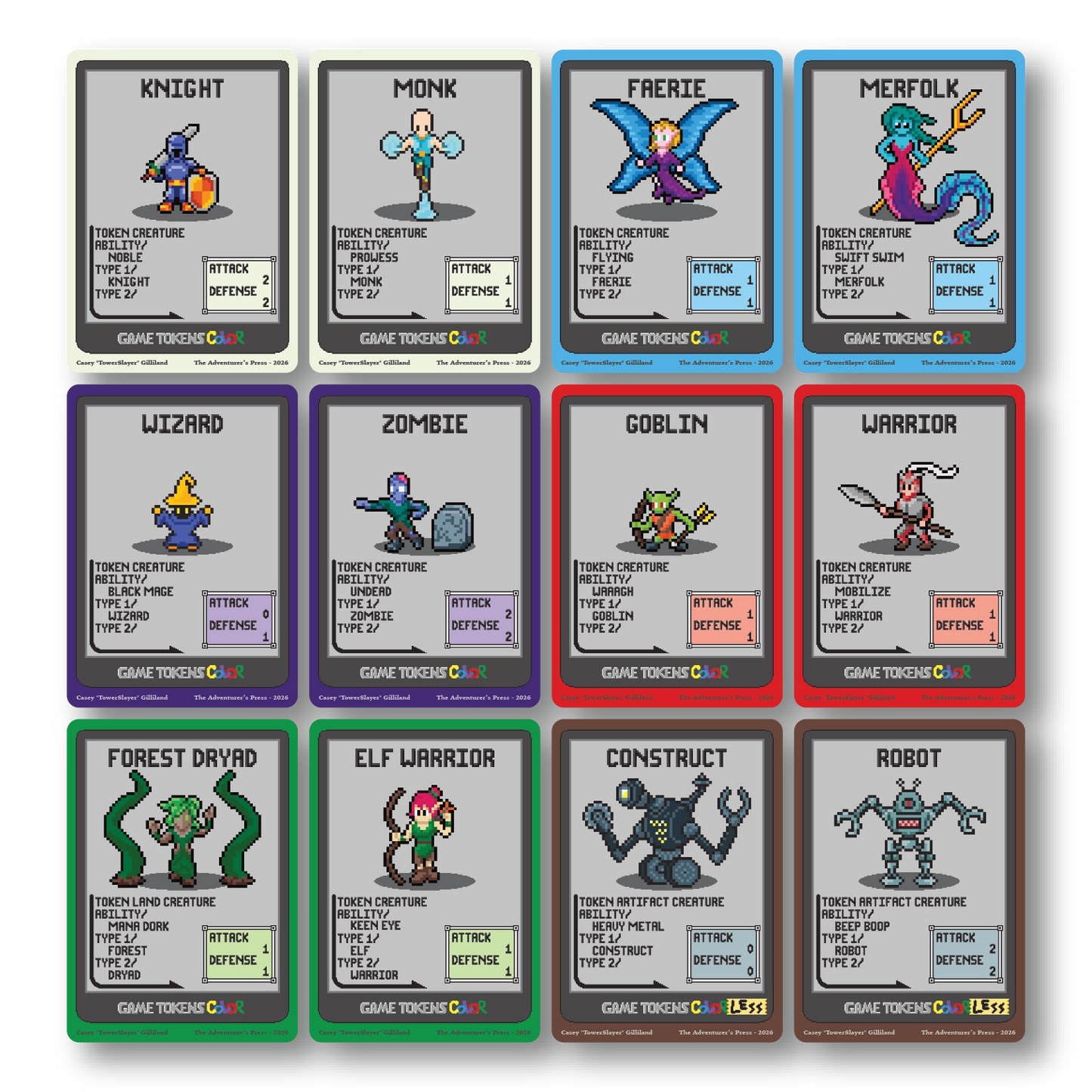 "Game Tokens Color(less)" Token Pack - 12 Tokens for Magic the Gathering