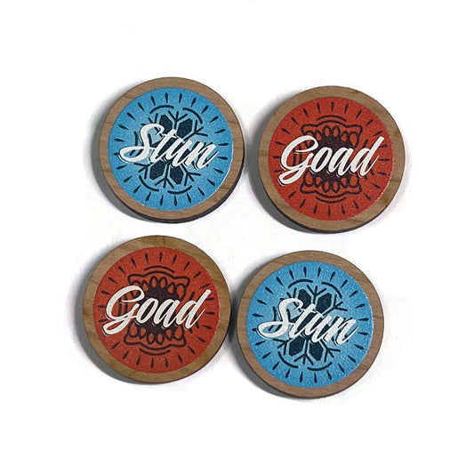 Goad/Stun Double Sided Coin for MTG: 4 Pack