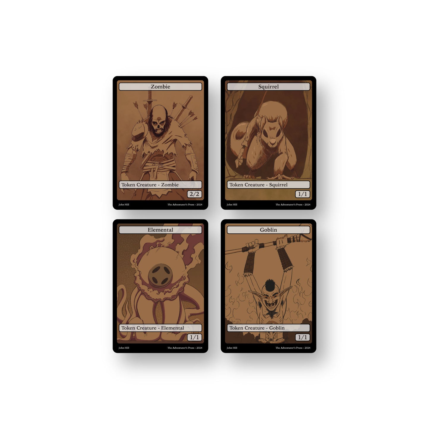 MTG Token Pack: Squirrel, Zombie, Elemental, Goblin tokens - Artist Series Set