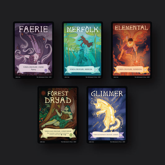 MTG Token Pack: Faerie, Merfolk, Elemental, Forest Dryad, Glimmer Tokens for Magic the Gathering - Artist Series
