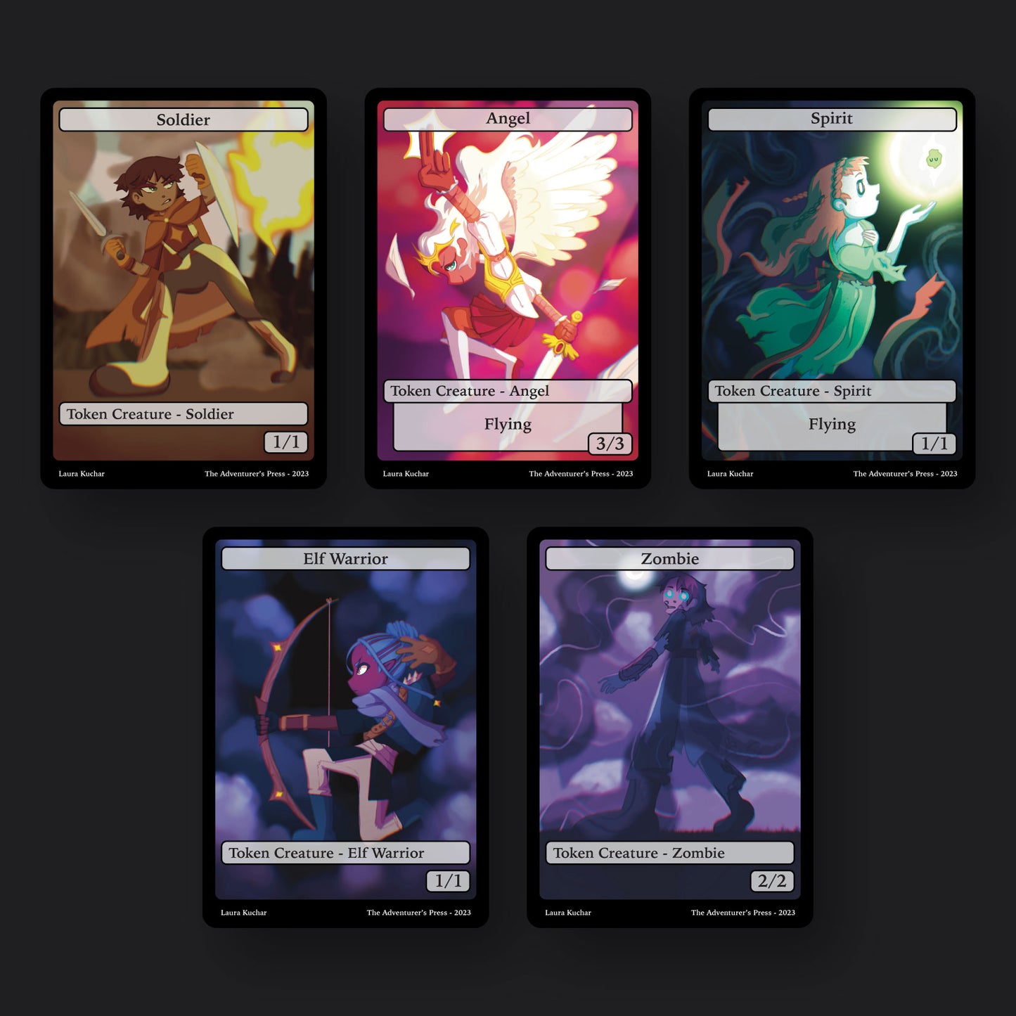 MTG Token Pack: Solider, Angel, Spirit, Elf Warrior, Zombie Tokens for Magic the Gathering - Artist Series