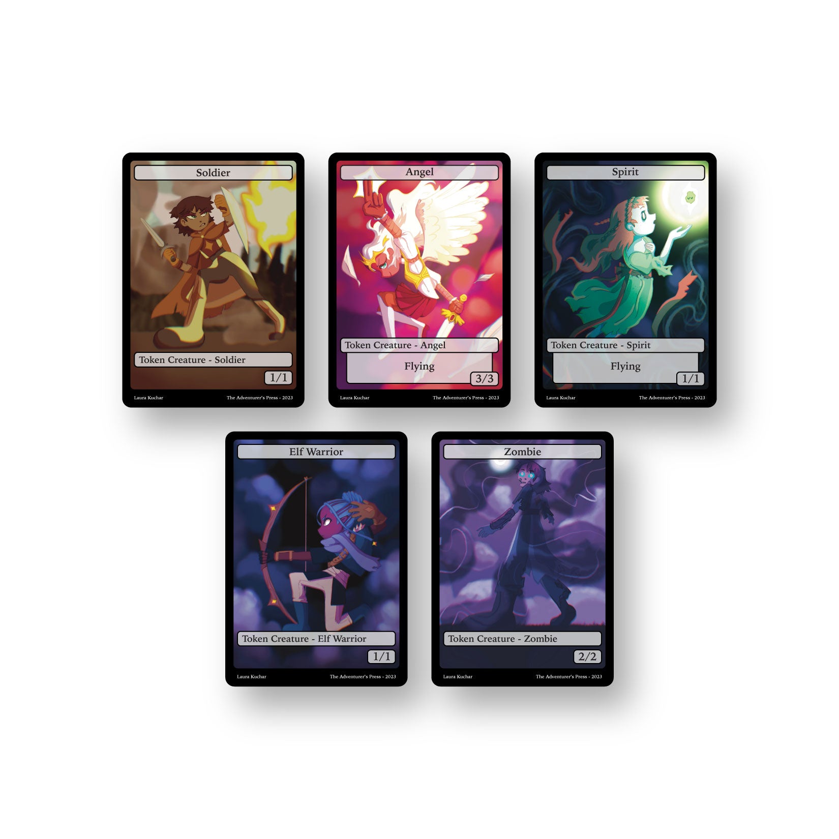 MTG Token Pack: Solider, Angel, Spirit, Elf Warrior, Zombie Tokens for The Adventurer's Press MTG Token Pack: Solider, Angel, Spirit, Elf Warrior, Zombie Tokens for The Adventurer's Press
