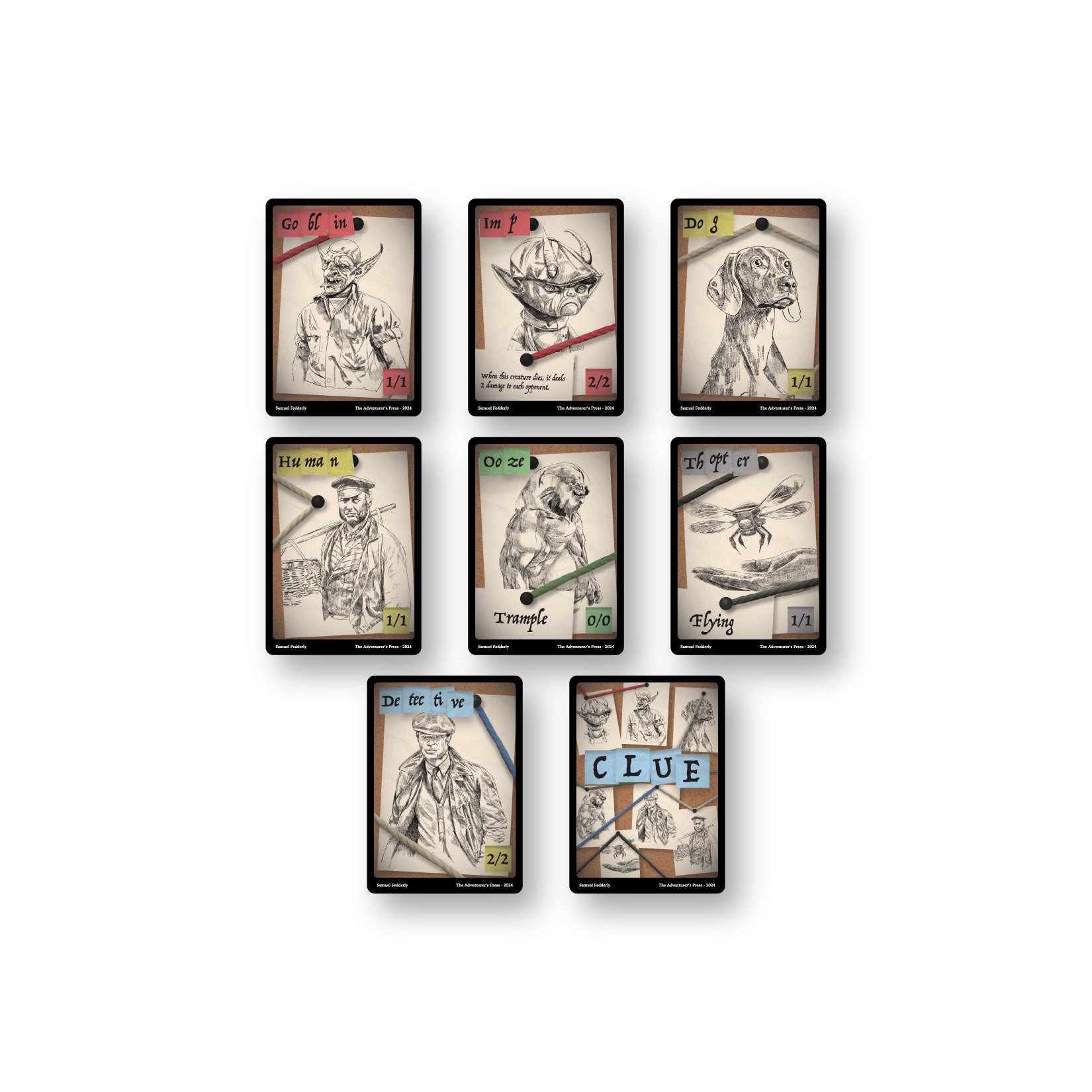 MTG Token Pack Suspicious Figures: Human, Goblin, Ooze, Thopter, Clue, The Adventurer's Press MTG Token Pack Suspicious Figures: Human, Goblin, Ooze, Thopter, Clue, The Adventurer's Press