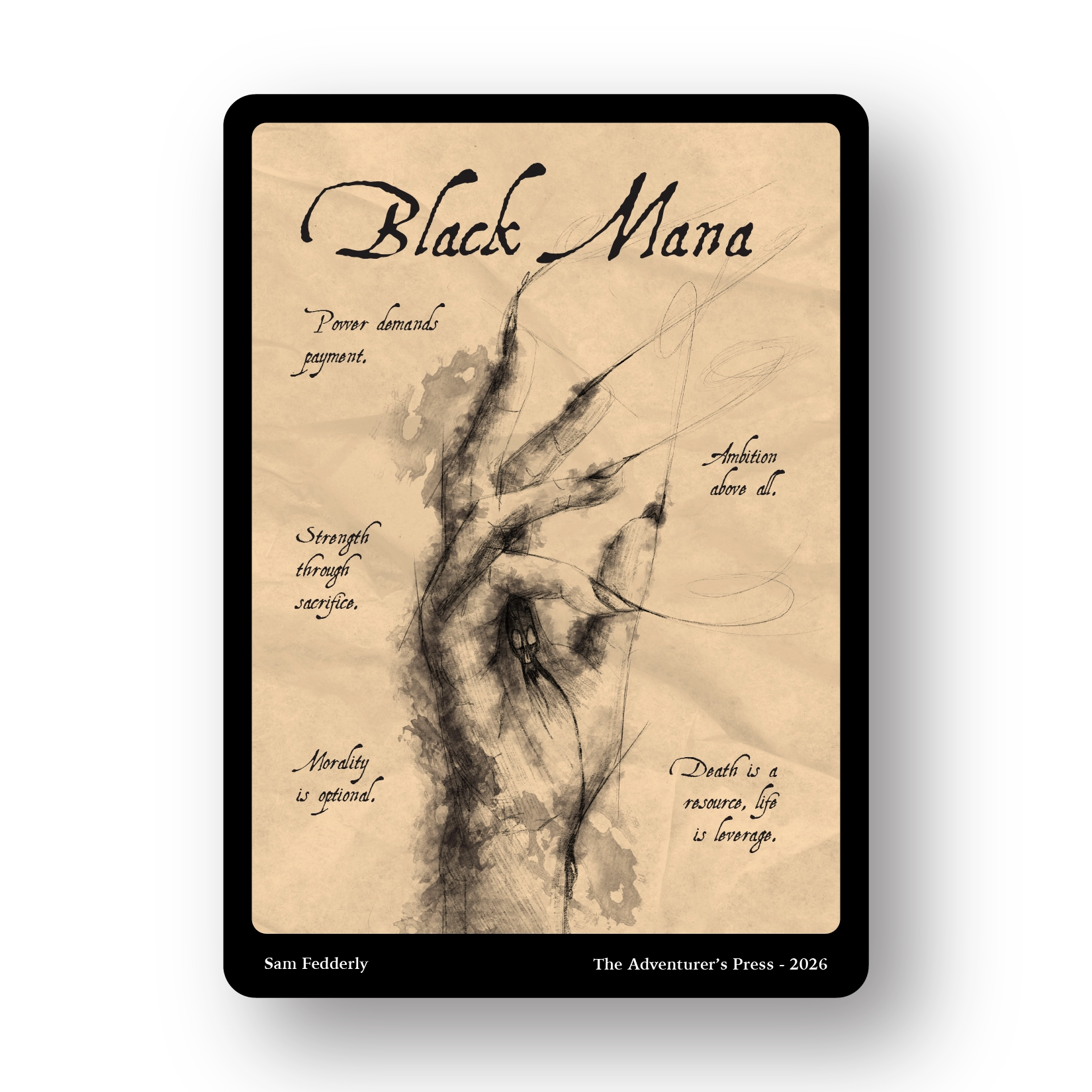 hand representing black mana in magic the gathering