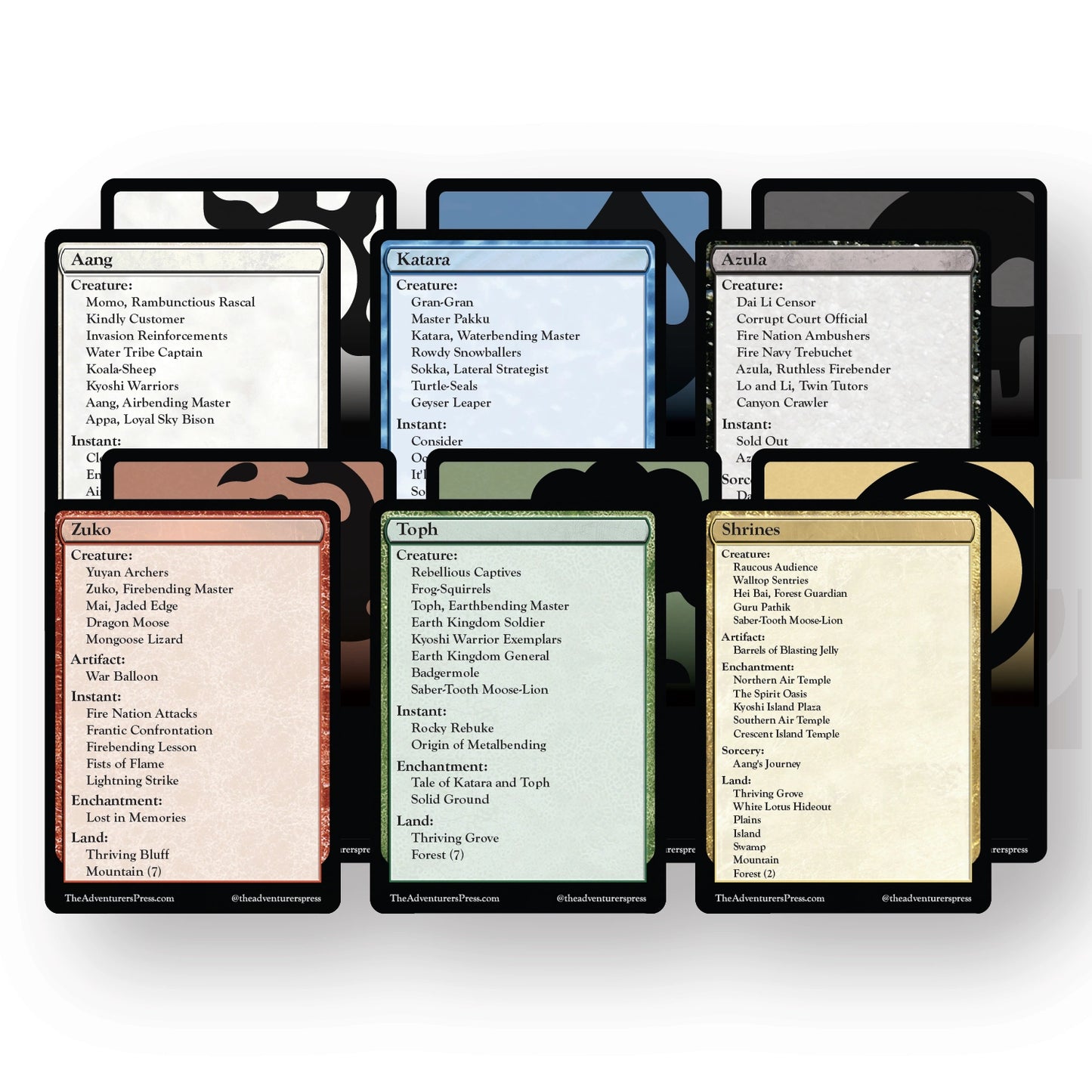 Printable Avatar: The Last Airbender Jumpstart Deck Lists