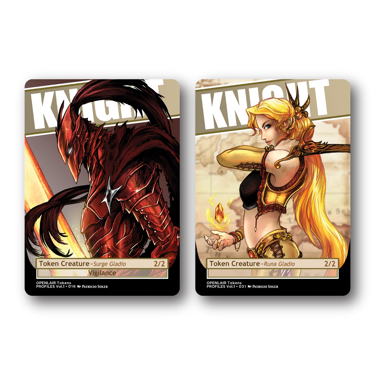 Knight Token Pack for Magic the Gathering  MTG: 4 pack Knight 2/2 Tokens - Patricio Soler
