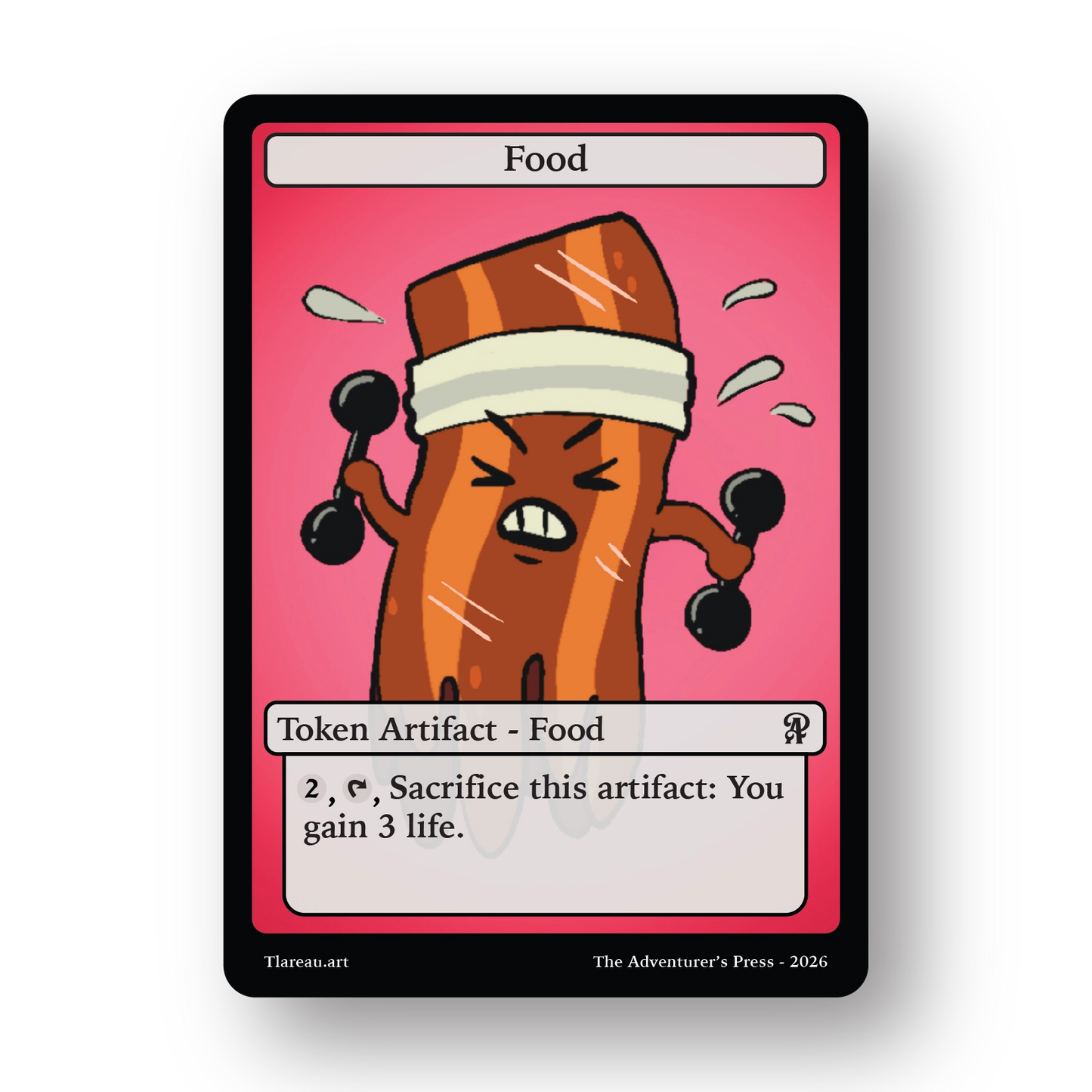 Food token for mtg depicting bacon as a sprite