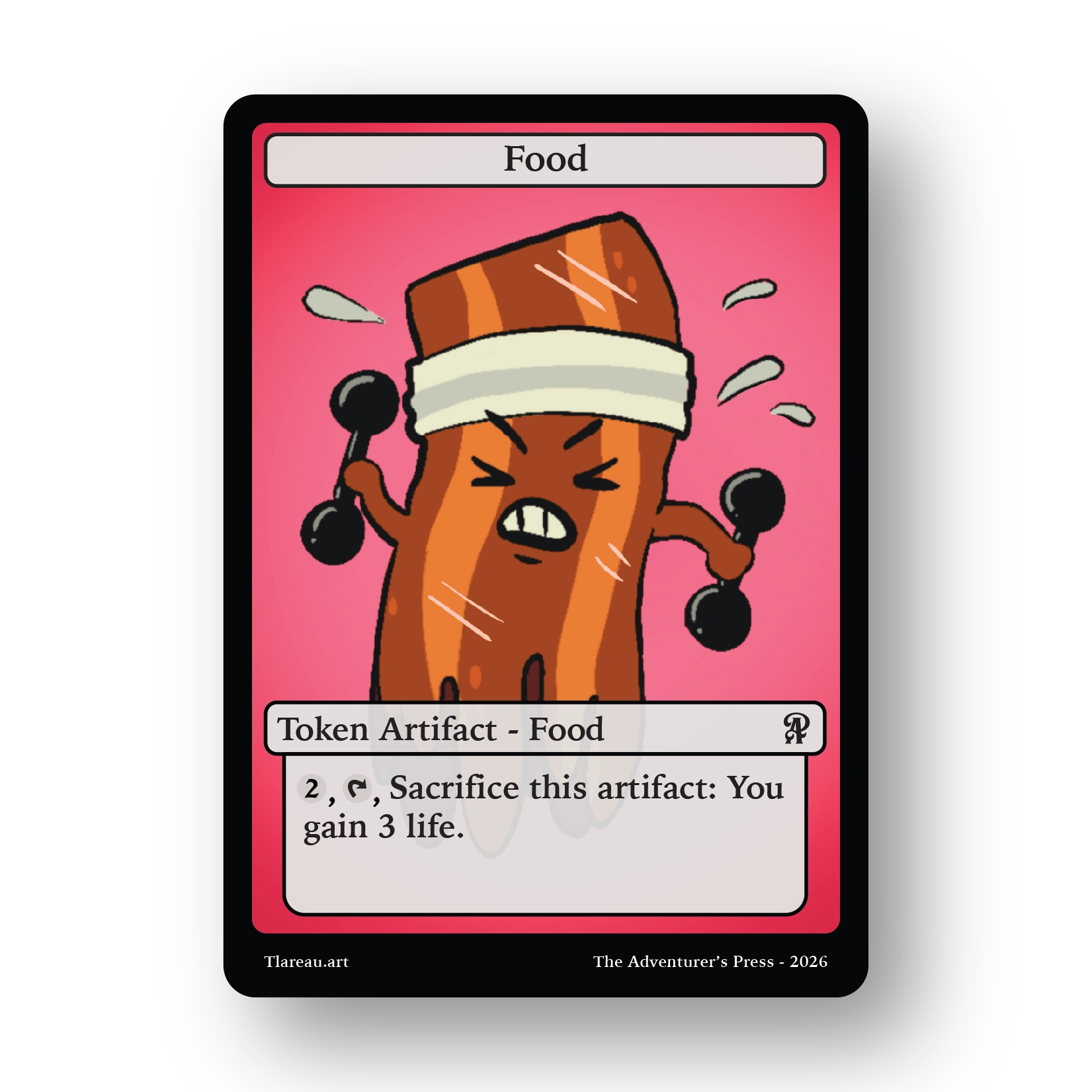 Food token for mtg depicting bacon as a sprite
