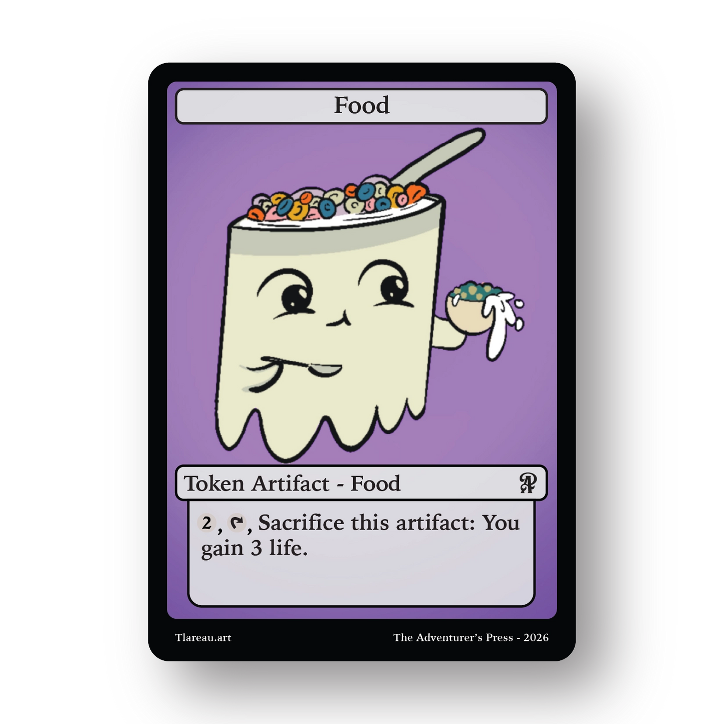 Food token for mtg depicting cereal as a sprite