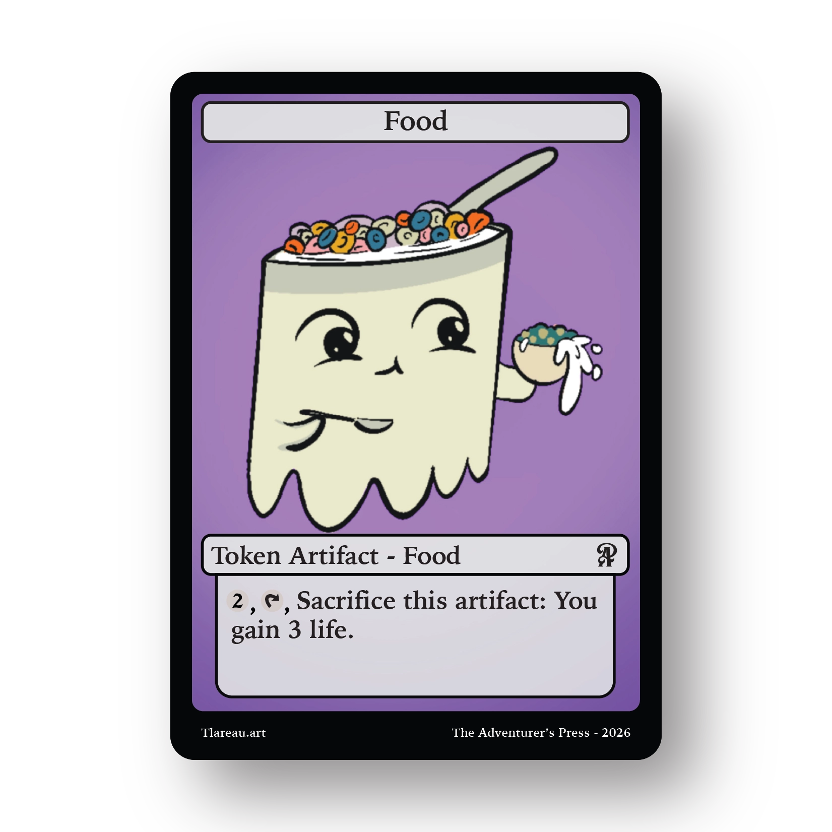Food token for mtg depicting cereal as a sprite