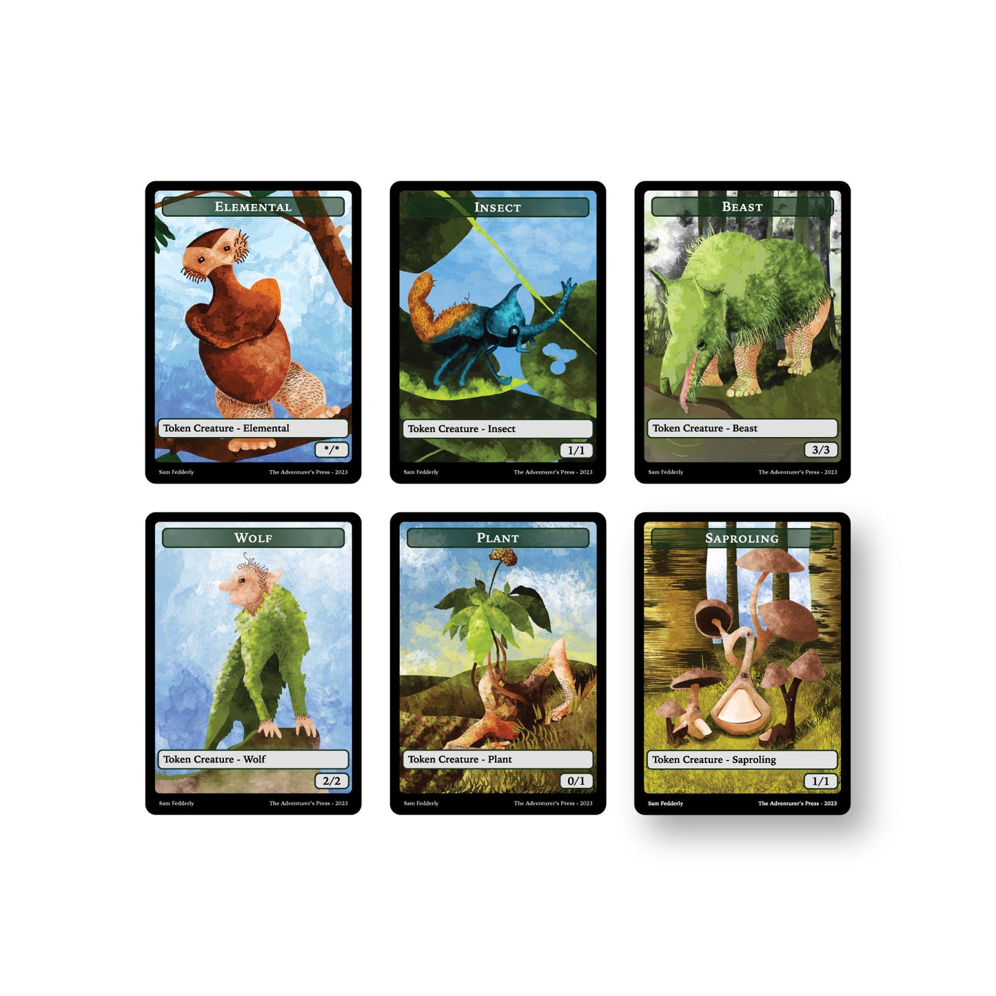 MTG Token Pack: Elemental, Insect, Beast, Wolf, Saproling, PLant Tokens for mtg