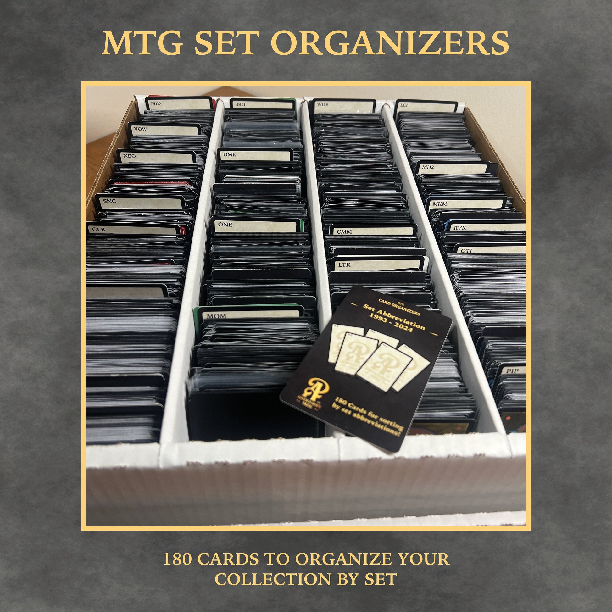 Thumbnail image depicting the set organizers in use with a BCW card storage box