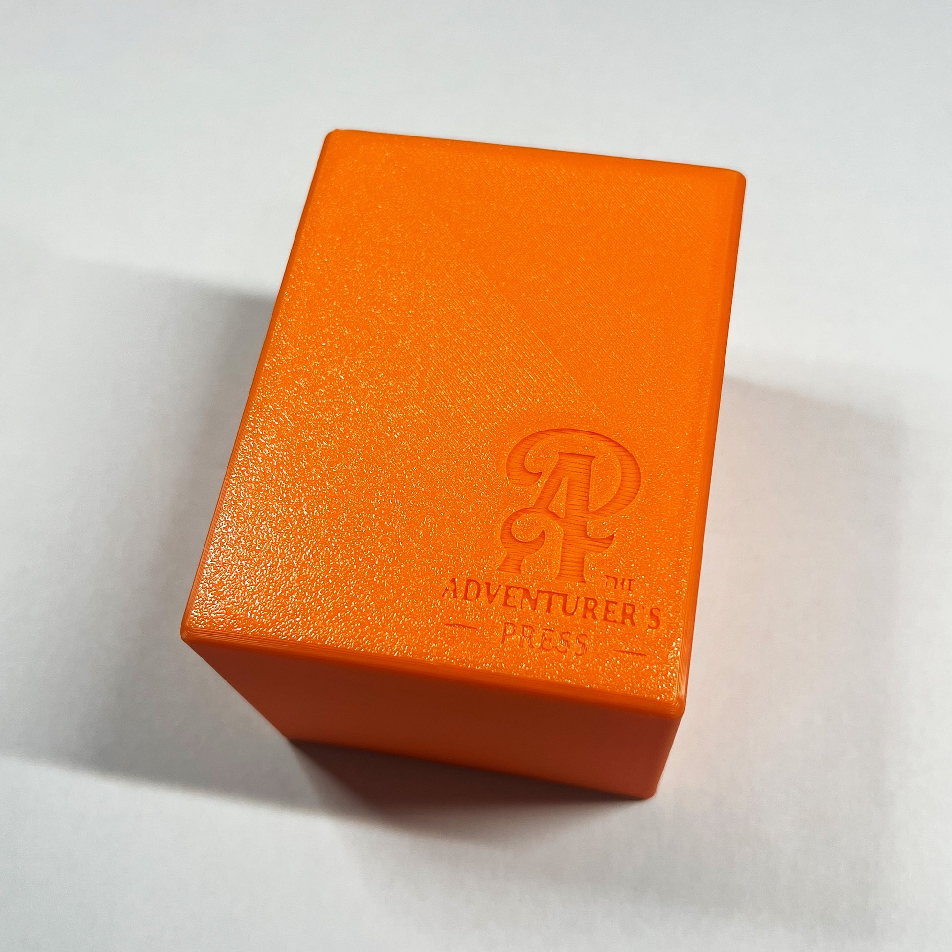 Back view of the deckbox showing Adventurer&#39;s Press Branding