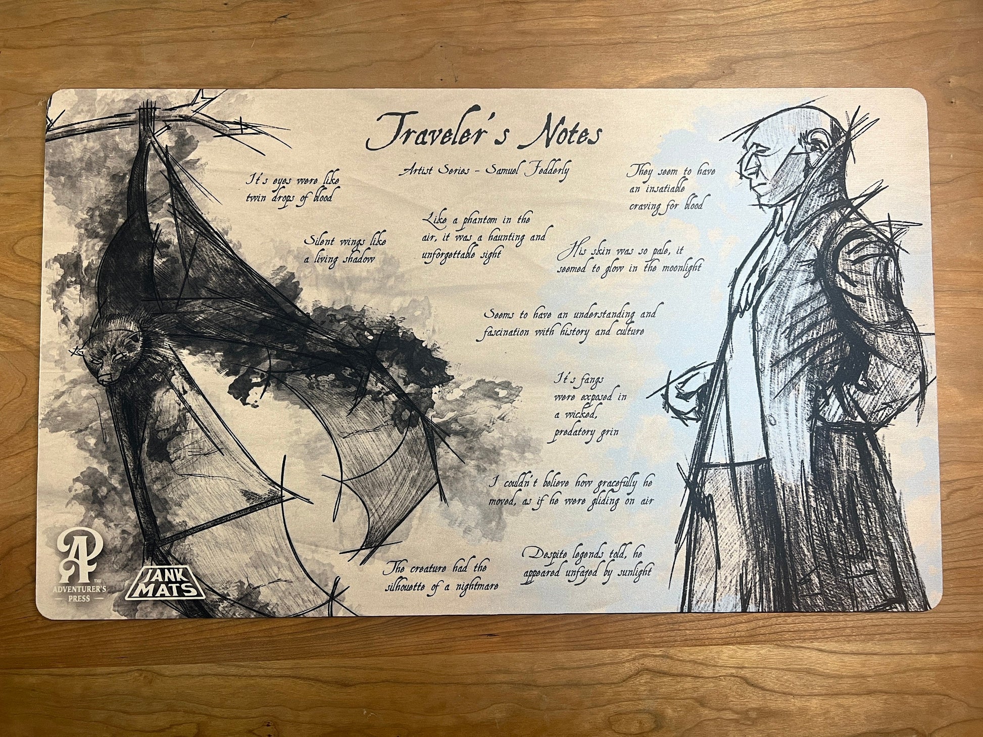 Vampire/Bat TCG Playmat, 14"x24" playmat for tcg mtg: Traveler's Notes series vampire/bat playmat for magic the gathering