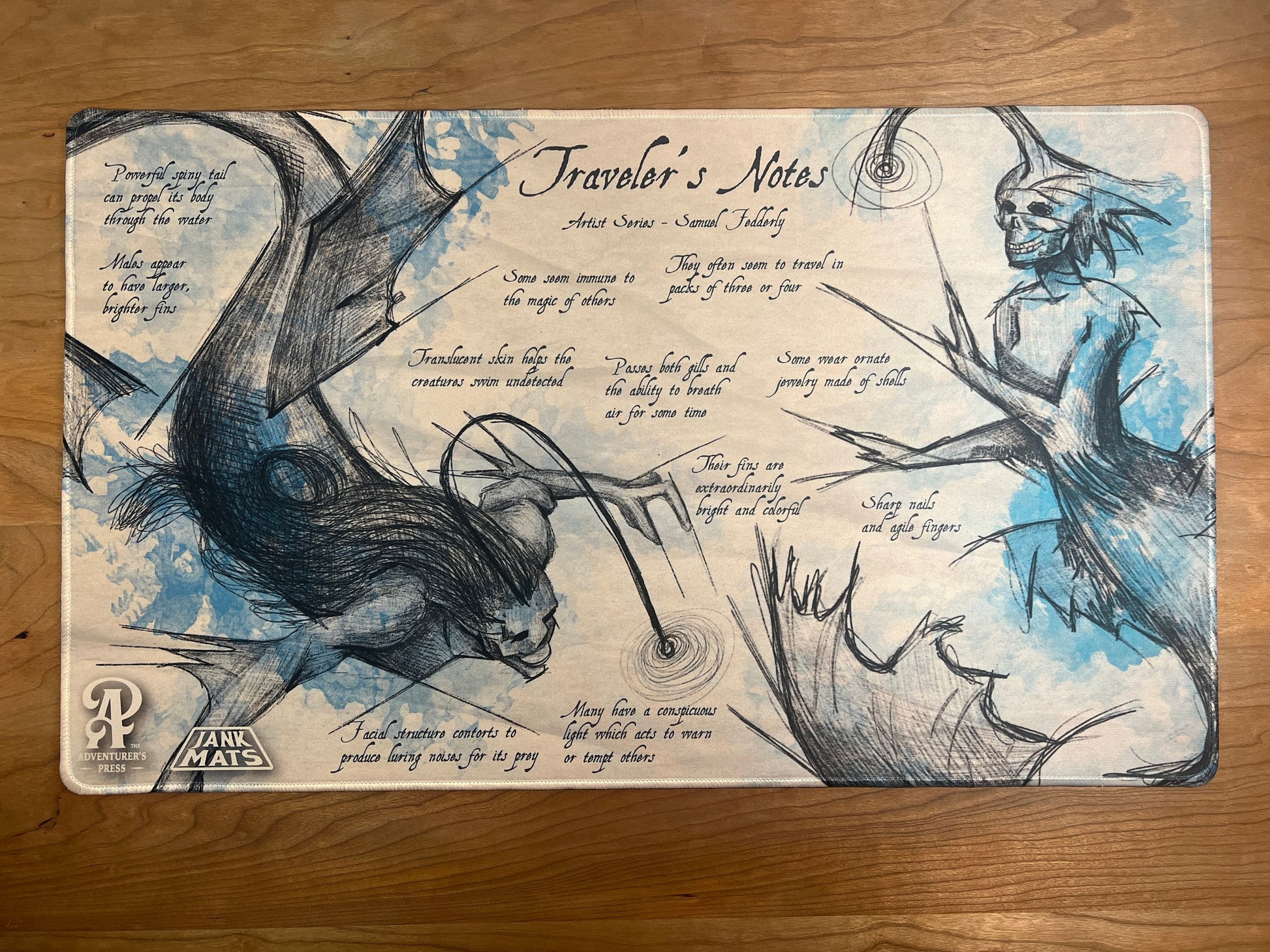 Merfolk TCG Playmat, 14"x24" playmat for tcg mtg: Traveler's Notes series merfolk playmat for magic the gathering